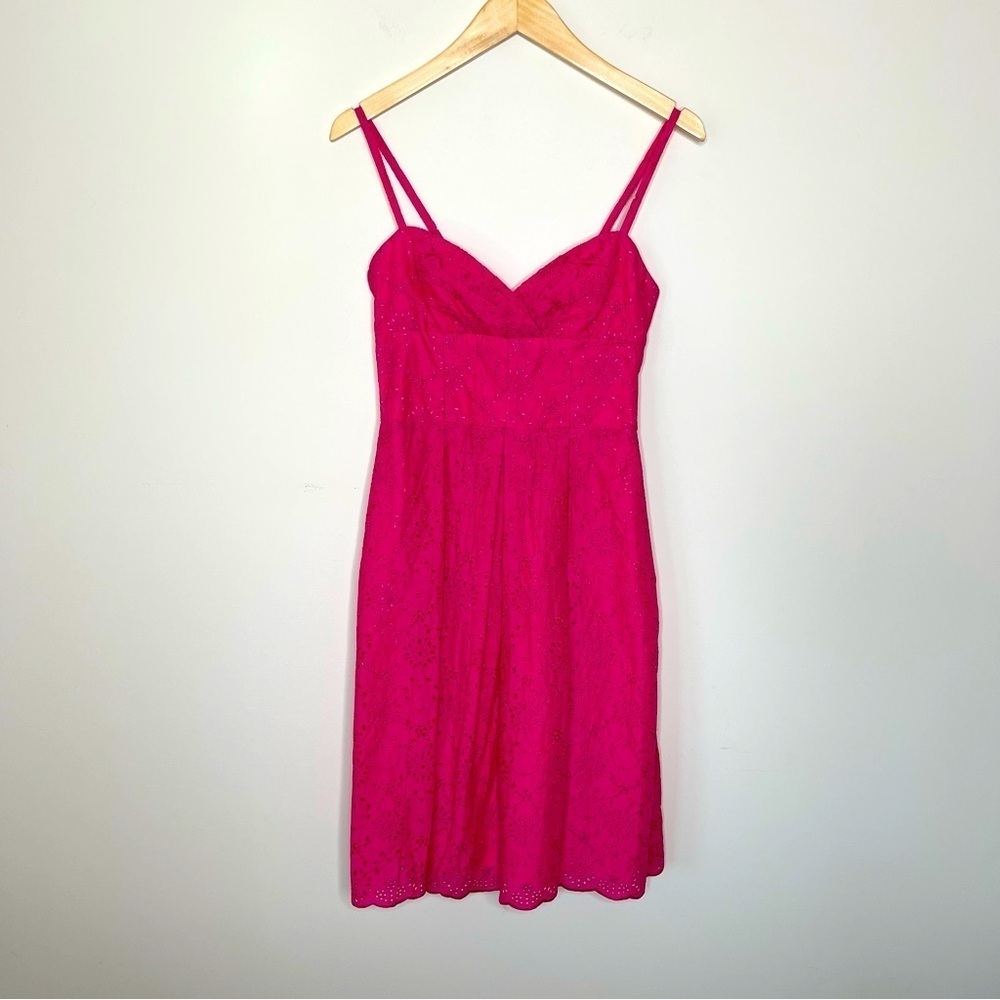 Lilly Pulitzer Fit‎ and flare Eyelet Minidress in Hot Pink feminine Y2K romantic
